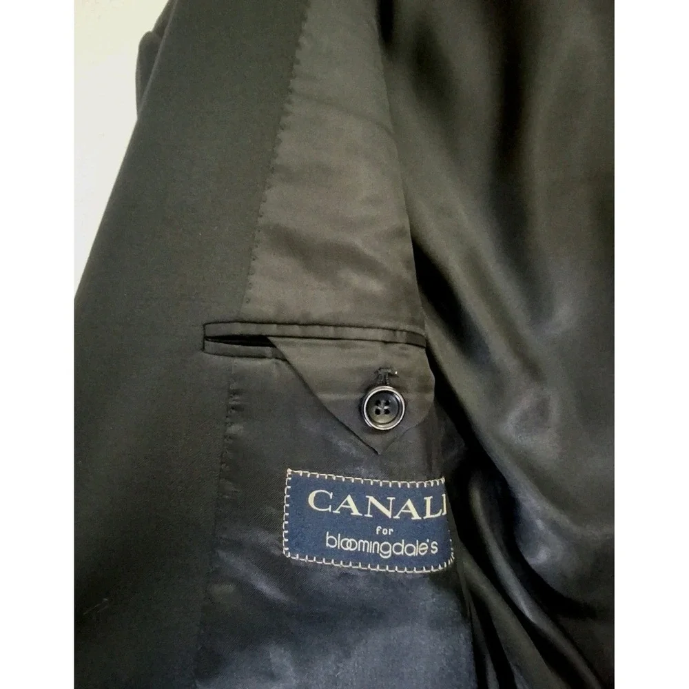 Canali Blazer Mens 52R Black 100% Wool Sport Coat Gold Buttons Made Italy